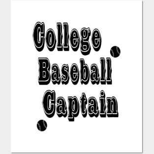 College Baseball Captain Typographic Design - Baseball Lover's Delight Posters and Art